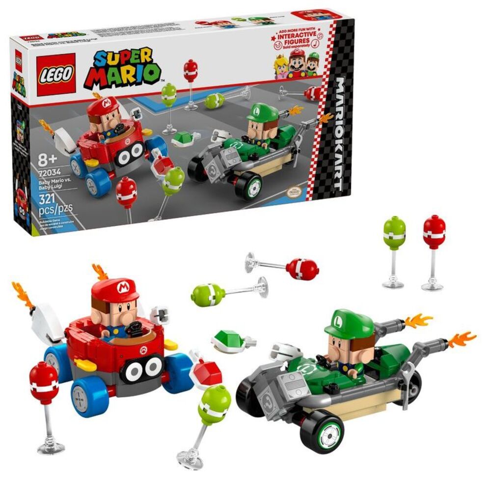 Super Mario Kart Baby Mario vs. Baby Luigi Collectible Building Toy Set 72034